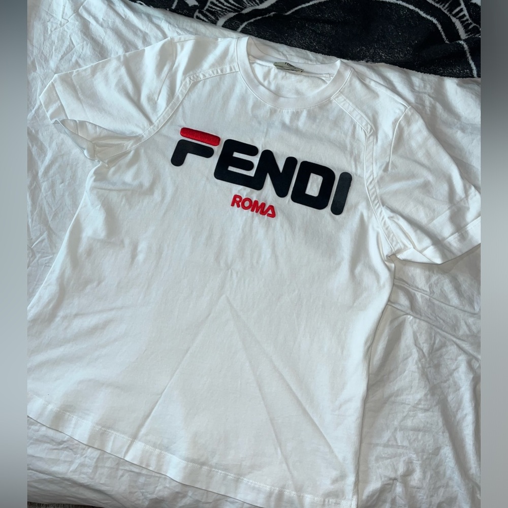 Fendi/Fila White Cotton Logo T-Shirt